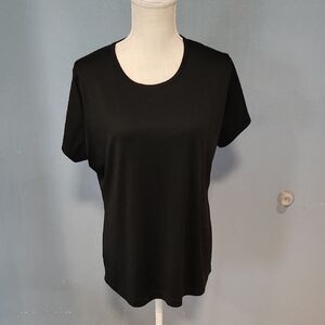 Danskin Now Black Scoop Neck Athletic Exercise Relaxed Fit Tee Shirt